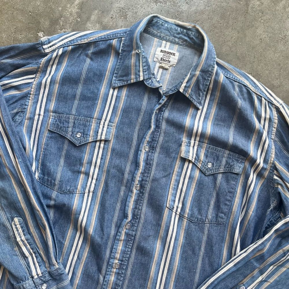 vtg 70’s distressed men’s western buttondown shirt